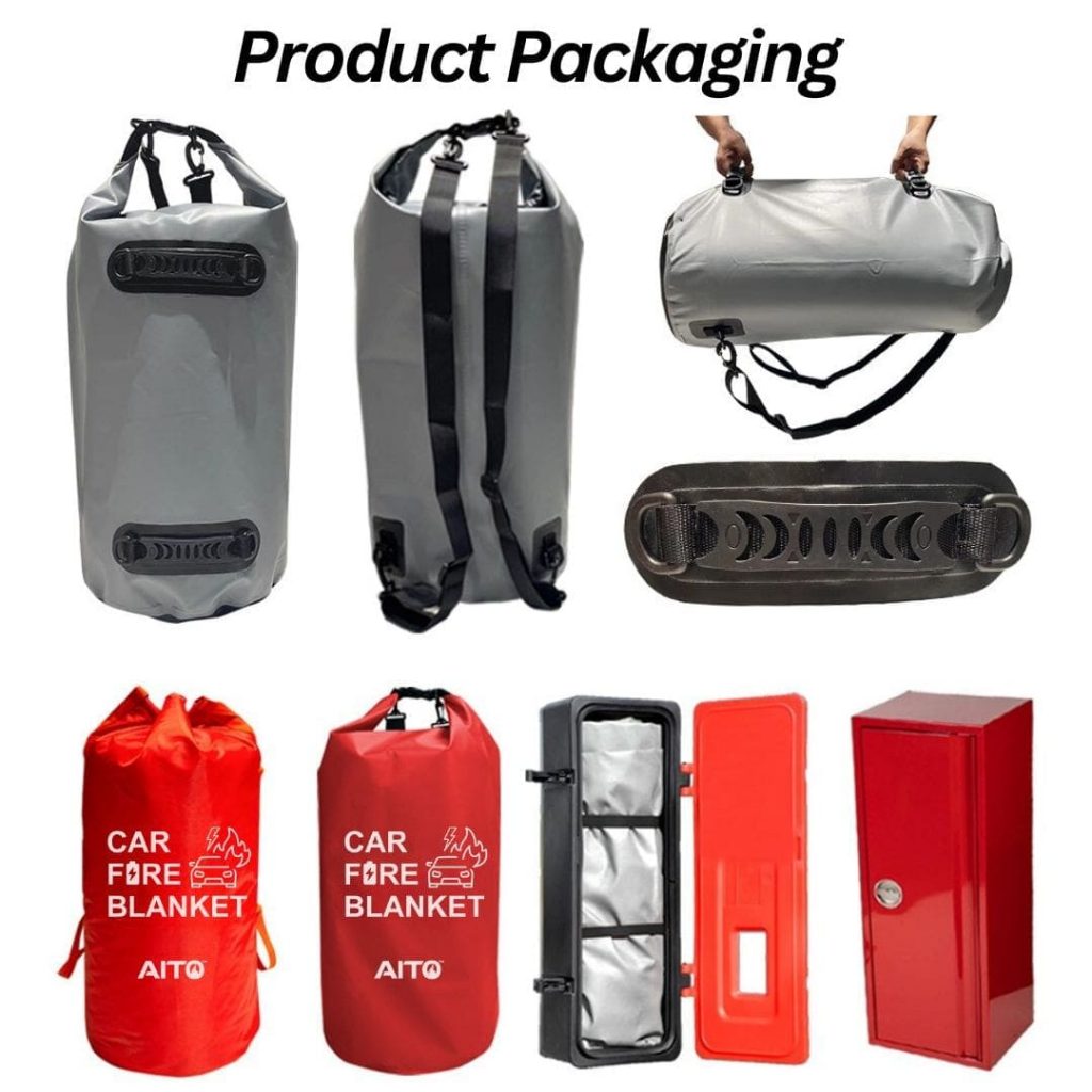 Product packaging for EV Fire Blanket